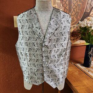 Cody James XL Silver Brocade Polyester Paisley Pattern Vest